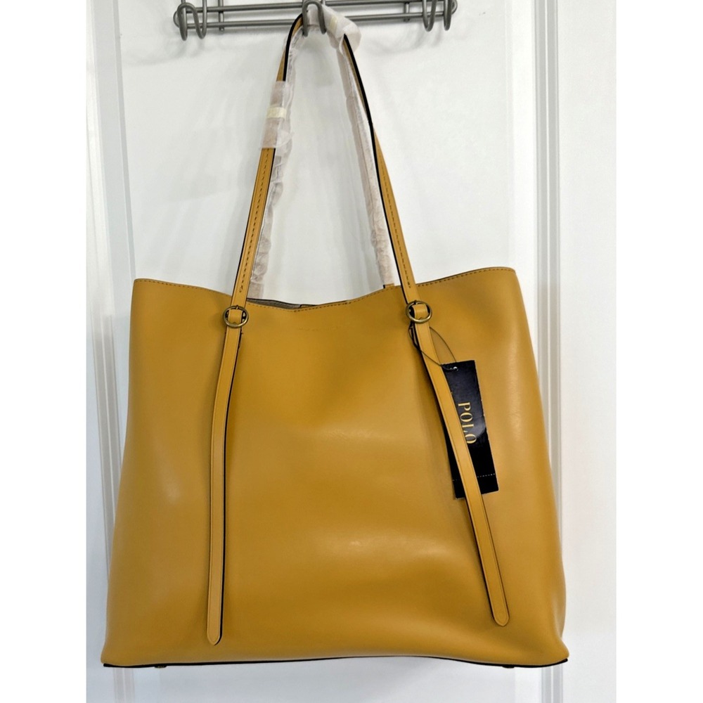 Ralph Lauren Leather Lennox Medium Tote Bag Ochre
